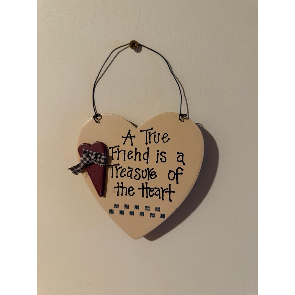 Primitive Country Heart Wall Hanging A True Friend Is a Treasure of the Heart